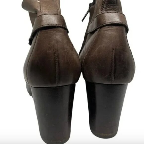 Paul Green Heeled Ankle Boots Brown Side Zip Contemporary Leather Size 6.5 - Picture 3 of 11